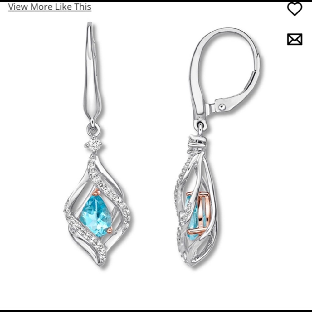 Jared Blue & White Topaz Earrings